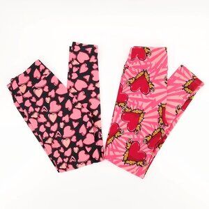 LULAROE Hearts Love Set of 2 Pairs of Leggings EUC